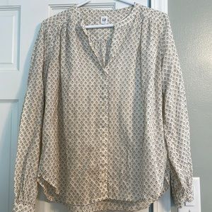 Patterned Button-Down Blouse